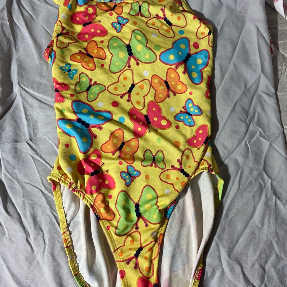 Vibrant Butterfly Print One Piece Swimsuit